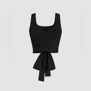 NEW Cider Wrap Tie Front Crop Top In Black Size XL